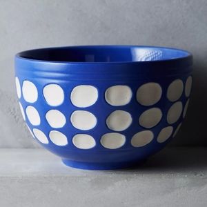 NIB Anthropologie Darling Dots Cereal Bowl - blue